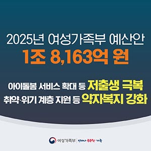 2025년 여성가족부 예산안 1조 8,163억원