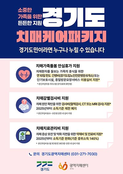 경기도, 치매환자 돌봄 부담줄이는 ‘치매가족돌봄 안심휴가’ 10일부터 시행