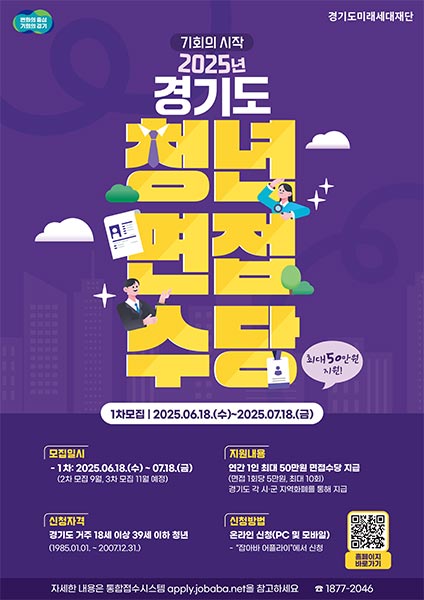 경기도, 연 최대 50만 원 청년 면접수당 지원. 7월 18일까지 신청접수