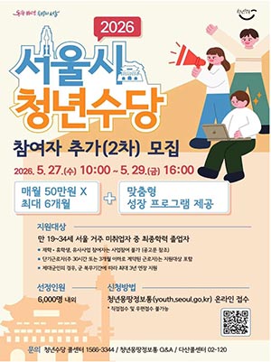 ‘서울 청년 성장 사다리’, 청년수당 6천 명 추가 모집