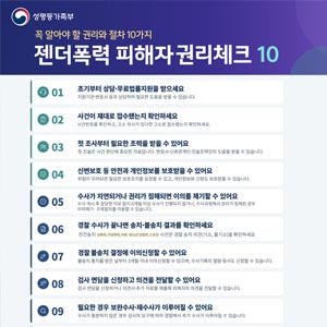 📢 꼭 알아야 할 절차 10가지 젠더폭력 피해자 권리체크 10